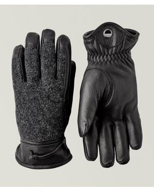 Hestra Daniel Felted Wool & Leather Gloves - Black