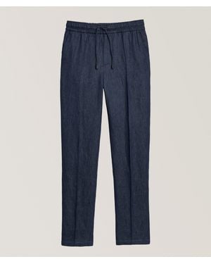 Isaia Unito Drawstring Linen Pants - Blue