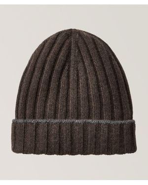 Brunello Cucinelli Contrast Tipped Cashmere Beanie - Brown