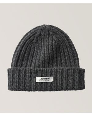 Le Bonnet Le Logo Wool-Angora Ribbed Beanie - Grey
