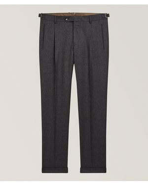 Berwich Retrolong Wool Flannel Tapered Dress Pants - Grey