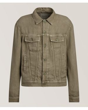 Jacob Cohen Linen Denim Chambray Trucker Jacket - Green