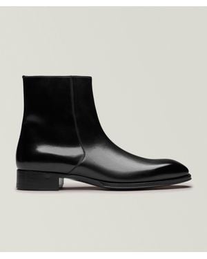 Tom Ford Elkan Burnished Leather Ankle Boots - Black