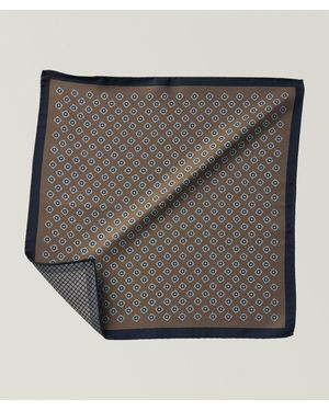 Canali Medallion Silk Pocket Square - Grey