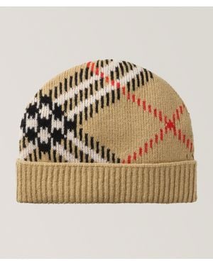 Burberry Checked Cashmere-Blend Beanie - Metallic