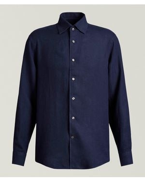 Robert Talbott Morgan Piece-Dyed Linen Shirt - Blue