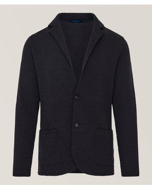 Patrick Assaraf Bubble Stitch Knit Sport Jacket - Blue