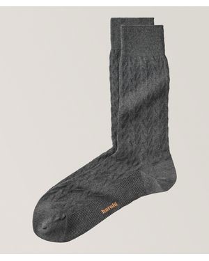 Harold Chevron Stretch-Cotton Socks - Grey