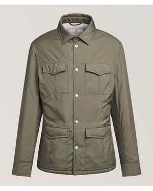 Brunello Cucinelli Four-Pocket Padded Safari Jacket - Green