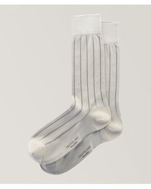 Marcoliani Pinstripe Modal-Cotton Blend Socks - White