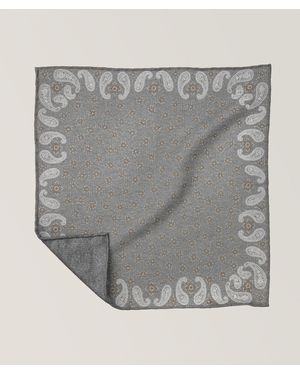 Eleventy Mini Neat Wool-Cotton Pocket Square - Grey
