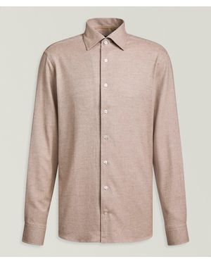 Robert Talbott Morgan Brushed Flannel Twill Shirt - Natural
