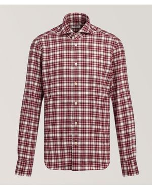 Kiton Plaid Brushed Cotton Shirt - Red