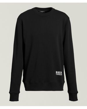 Balmain Stamp Logo Print Cotton Sweatshirt - Black