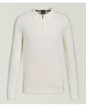 Joop! Mercerized Cotton-Blend Quarter-Zip Polo - White