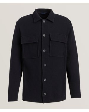 Patrick Assaraf Patch Pocket Knit Shirt Jacket - Blue