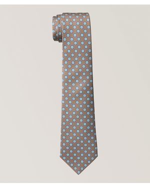 Kiton Floral Medallion Silk Tie - White