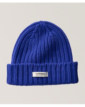 Le Bonnet Le Logo Wool-Angora Ribbed Beanie - Blue