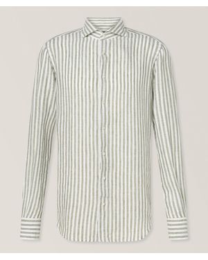 Windsor. Lano Linen Striped Shirt - Green