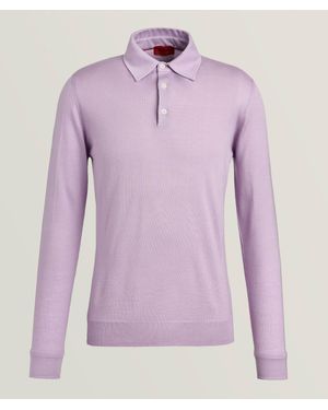 Isaia Cashmere-Silk Polo Shirt - Purple