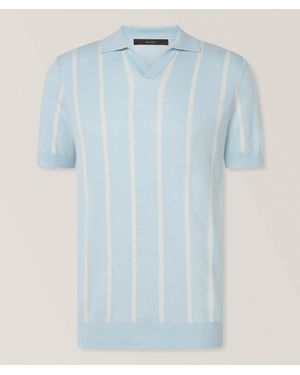 Windsor. Lindo Striped Linen Polo - Blue