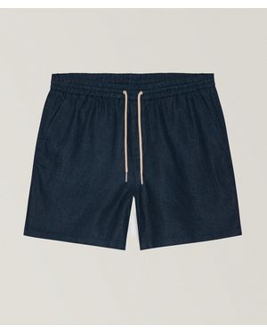 NN07 Gregor Linen Drawstring Shorts - Blue