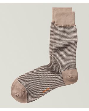 Harold Geometric Stripe Stretch-Cotton Socks - Brown