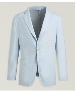 Boglioli Mini-Checked Wool-Blend Sport Jacket - Blue