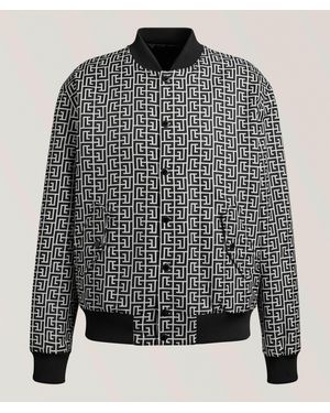 Balmain Reversible Monogram Satin Bomber - Grey