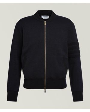 Thom Browne Ottoman Milano Stitch 4-Bar Bomber Cardigan - Blue