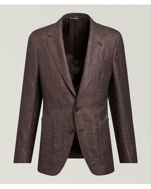 Canali Kei Wool-Silk-Linen Sport Jacket - Brown