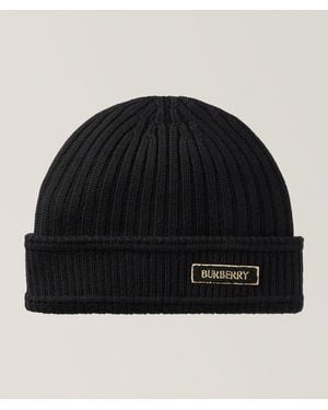 Burberry Logo Wool Beanie - Black