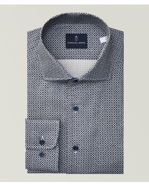 Emanuel Berg Luxe Sartorial Geometric Dobby Shirt - Blue