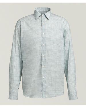 Canali Tetris Printed Cotton-Lyocell Shirt - Blue