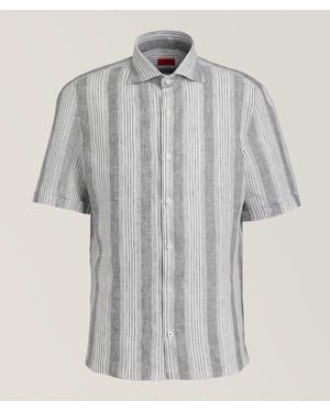 Isaia Striped Linen Shirt - Grey