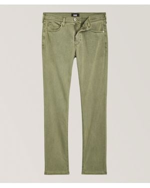 PAIGE Lennox Stretch-Cotton Slim Pants - Green