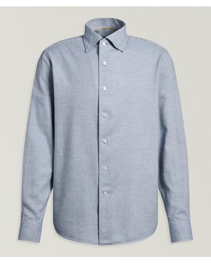 Robert Talbott Morgan Luxe Flannel Twill Shirt - Blue