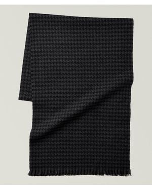 Tom Ford Houndstooth Wool-Cashmere Scarf - Black