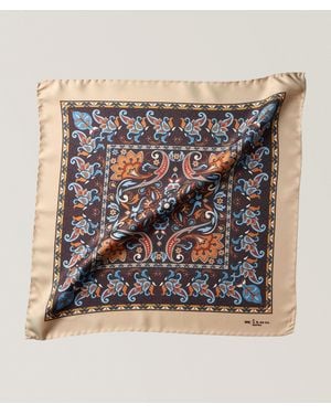 Kiton Floral-Print Silk Pocket Square - Blue