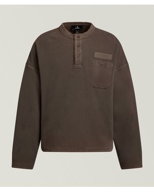 Represent Heavyweight Waffle-Knit Henley Sweater - Brown