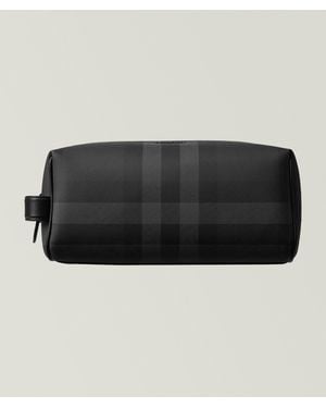 Burberry Check & Leather Travel Pouch - Black