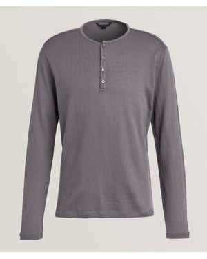 John Varvatos Walden Pima Cotton Henley - Grey