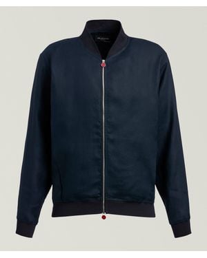 Kiton Linen Bomber - Blue