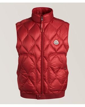 Moncler Erelia Diamond Quilted Down Vest - Red
