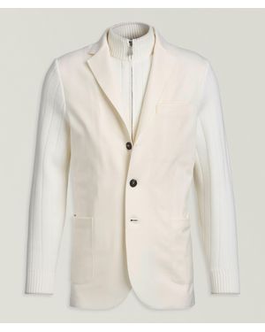 Eleventy Removable-Bib Wool Knit Sport Jacket - Natural