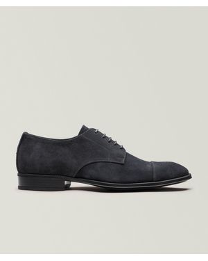 Canali Suede Cap-Toe Derbies - Black