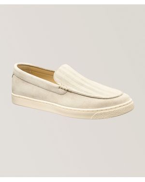 Brunello Cucinelli Chevron Hybrid Suede Loafers - Natural