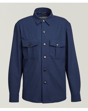 Canali Nuvola Impeccabile Wool Overshirt - Blue