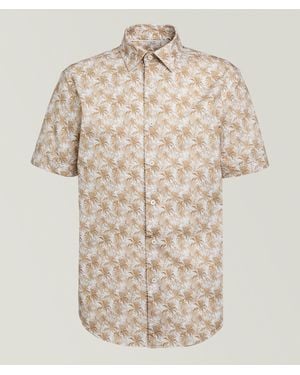Bugatchi Miles Palm Tree Ooohcotton Shirt - Brown