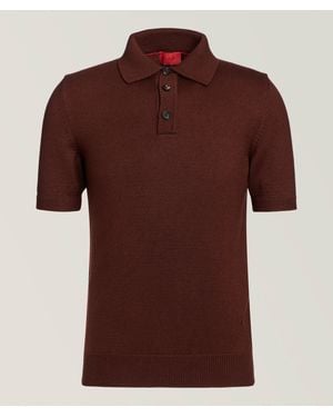 Isaia Cashmere-Silk Knit Polo - Brown